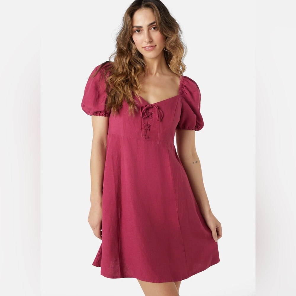 Princess Highway Leah Lace Up Short Sleeve Mini Dress 10 NWT Small